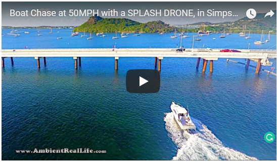 Boat Chase Filmed with Splash Drone